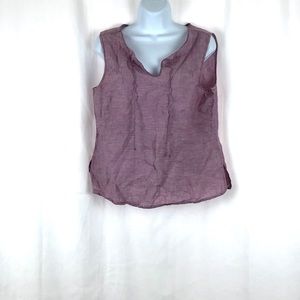 Bass Linen/Cotton tie front pleated tank top M